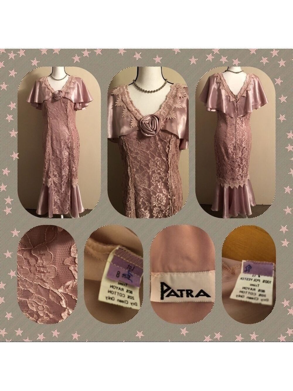 Patra Pretty in Pink Satin & Lace Formal Gown (Size 6) + Free RJ Graziano Gift - Picture 4 of 5